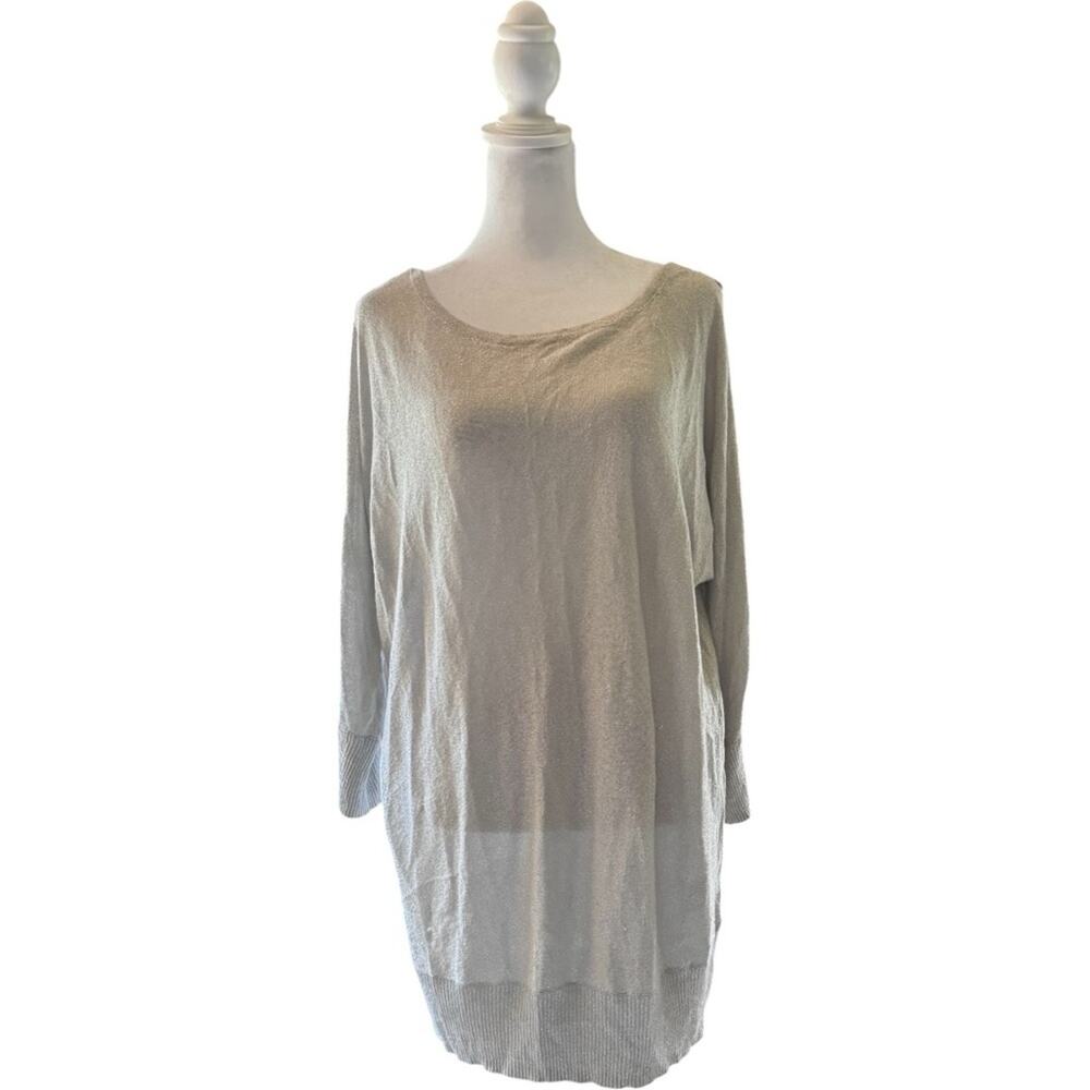 Worthington Shimmering Silver Women’s Long Sleeve Knit Top Sz L